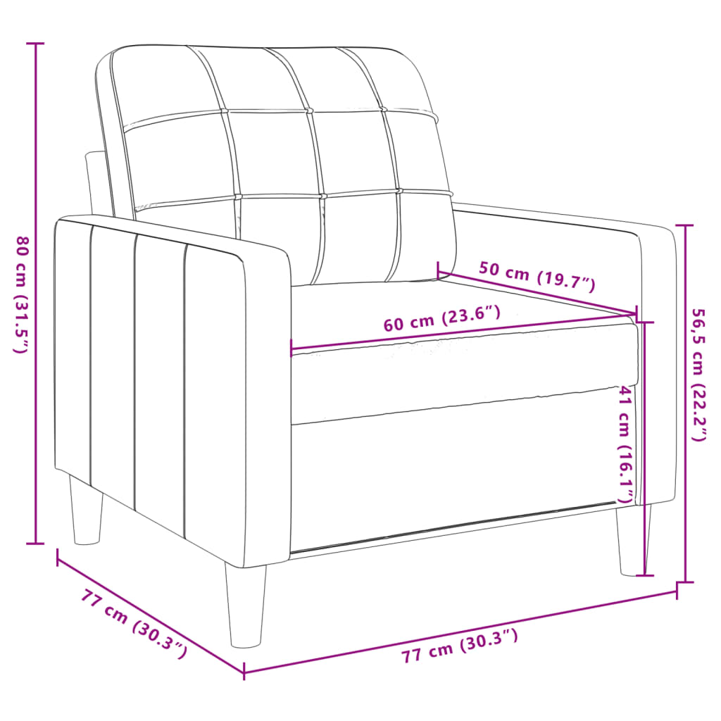 3-delige Loungeset stof crèmekleurig