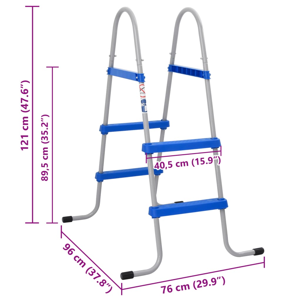 Zwembadladder voor bovengronds zwembad 84 cm staal en kunststof