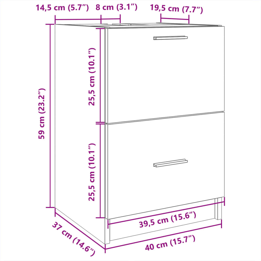 Wastafelkast 40x37x59 cm bewerkt hout zwart