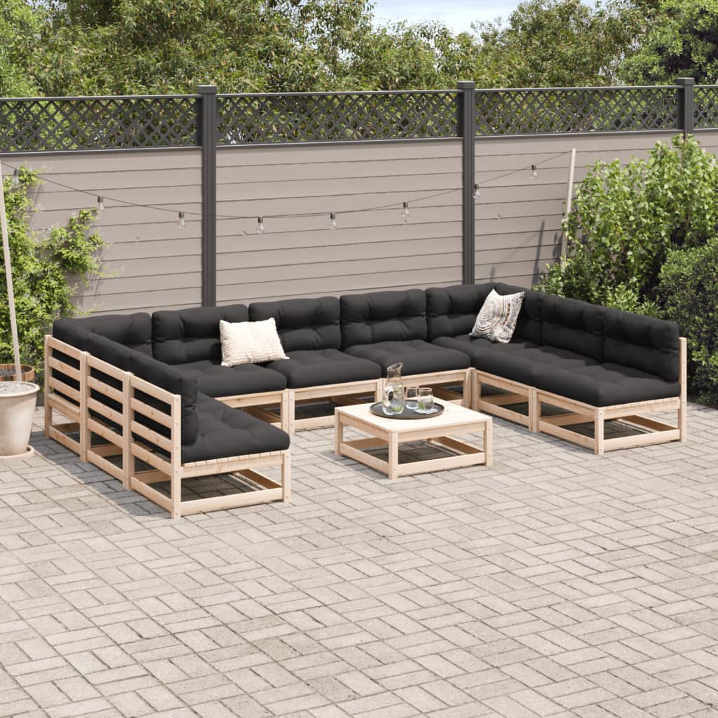 10-delige Loungeset massief grenenhout