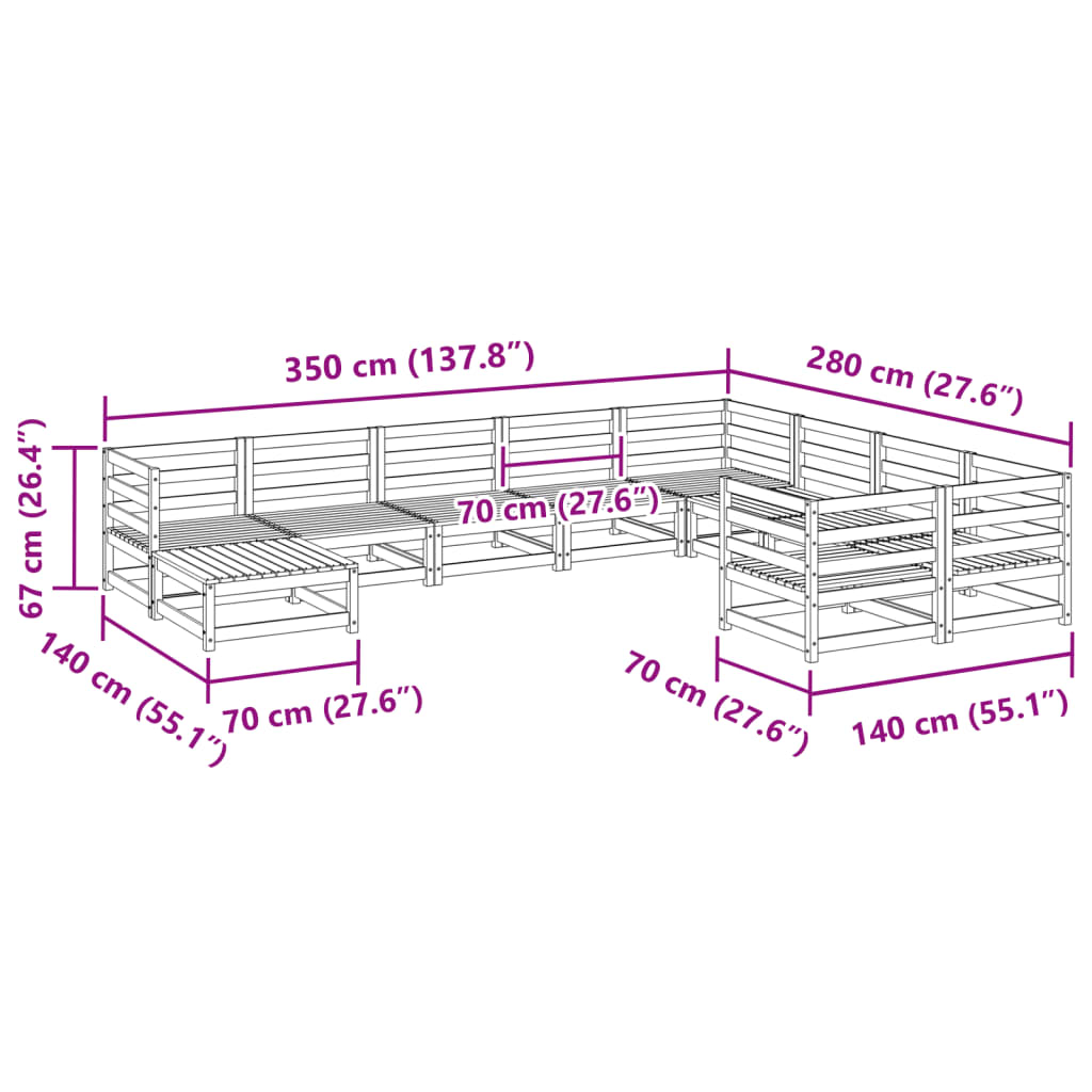 10-delige Loungeset geïmpregneerd grenenhout