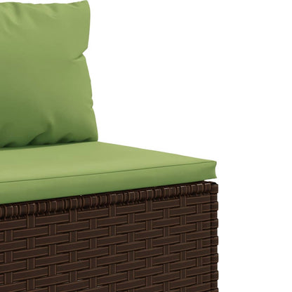 10-delige Loungeset met kussens poly rattan bruin