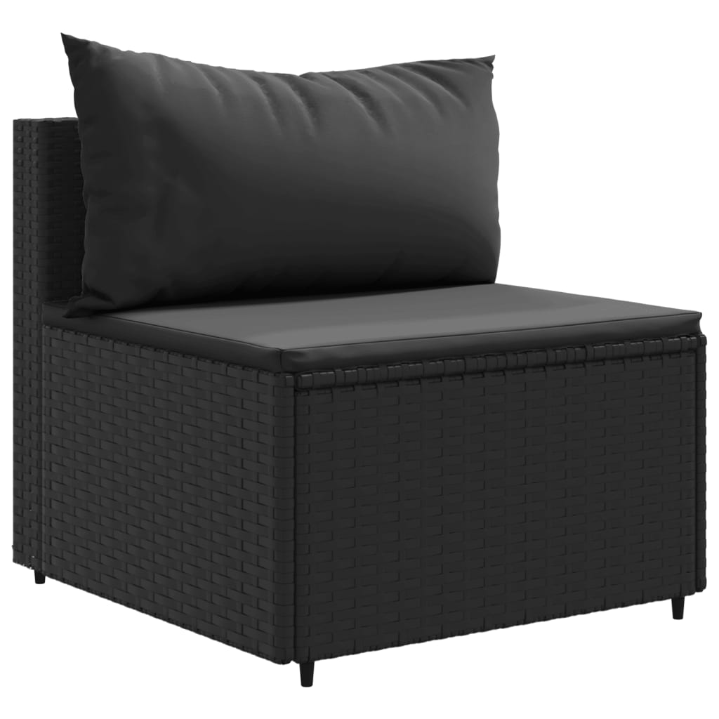 10-delige Loungeset met kussens poly rattan zwart