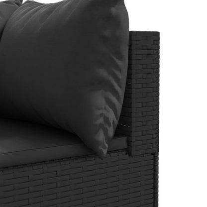 10-delige Loungeset met kussens poly rattan zwart