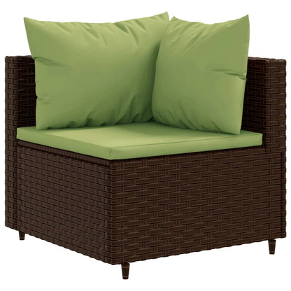 10-delige Loungeset met kussens poly rattan bruin