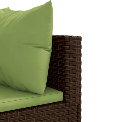 10-delige Loungeset met kussens poly rattan bruin