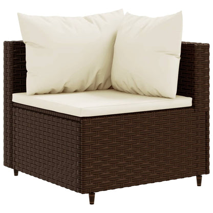 10-delige Loungeset met kussens poly rattan bruin