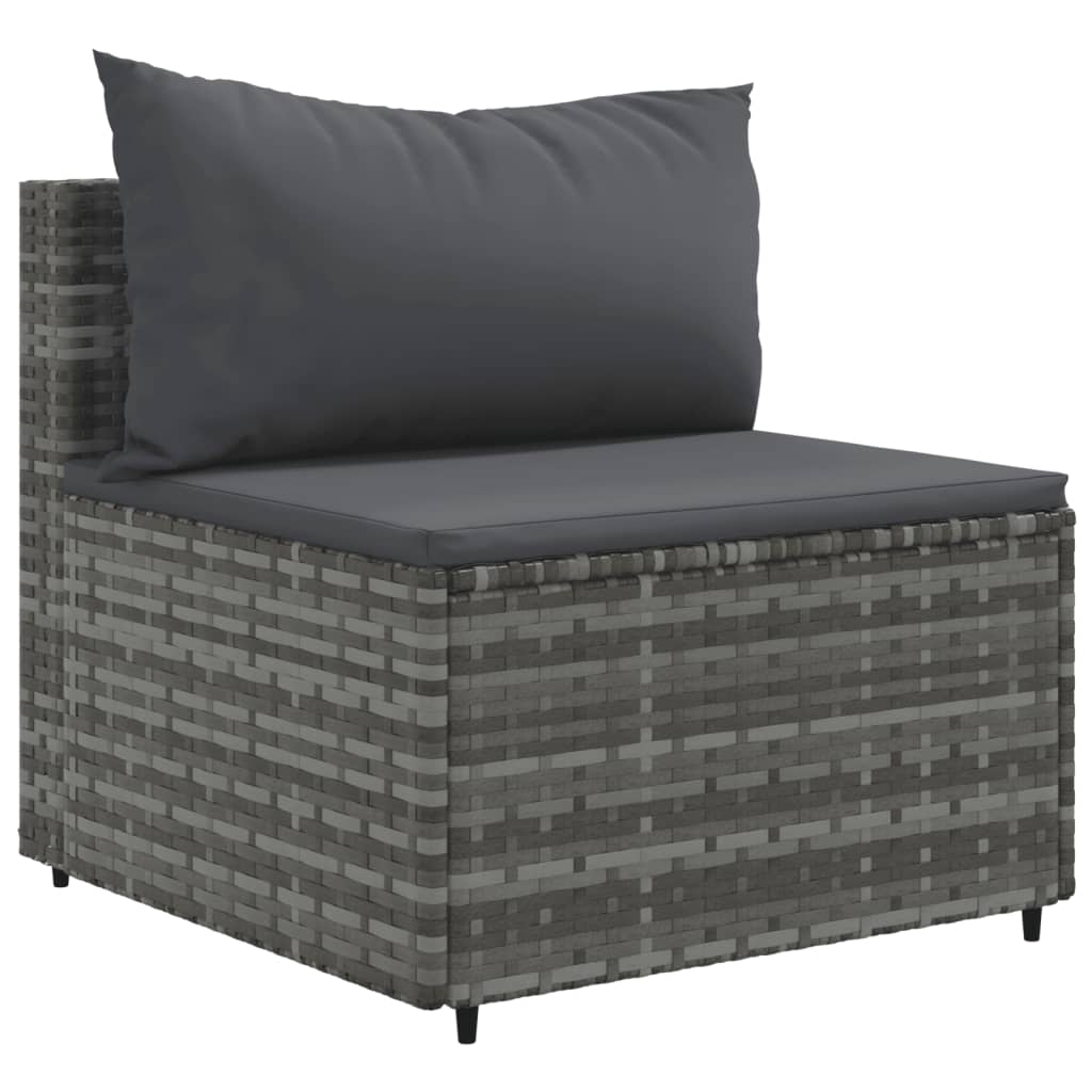 10-delige Loungeset met kussens poly rattan grijs