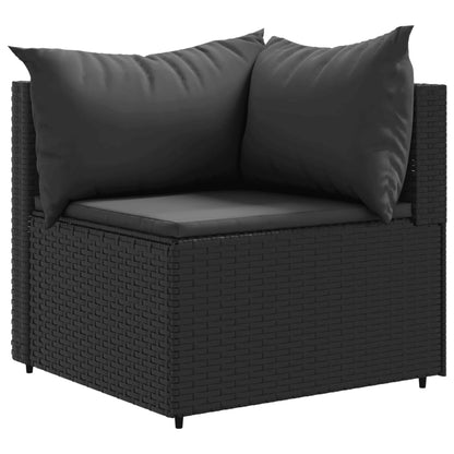 10-delige Loungeset met kussens poly rattan zwart