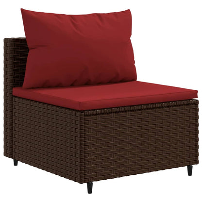 10-delige Loungeset met kussens poly rattan bruin