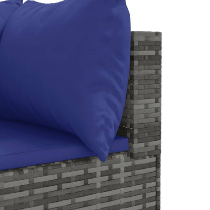 10-delige Loungeset met kussens poly rattan grijs