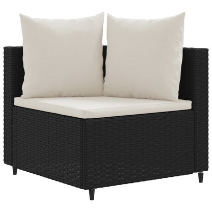 10-delige Loungeset met kussens poly rattan zwart