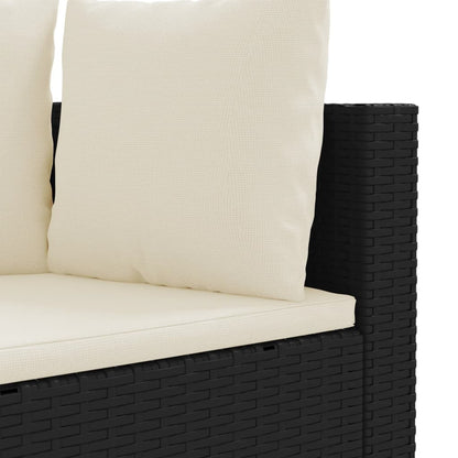 10-delige Loungeset met kussens poly rattan zwart