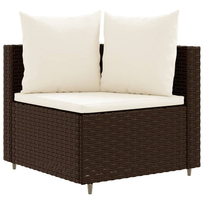 10-delige Loungeset met kussens poly rattan bruin