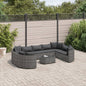 10-delige Loungeset met kussens poly rattan grijs