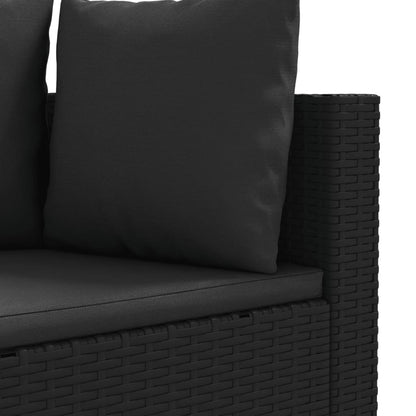 10-delige Loungeset met kussens poly rattan zwart