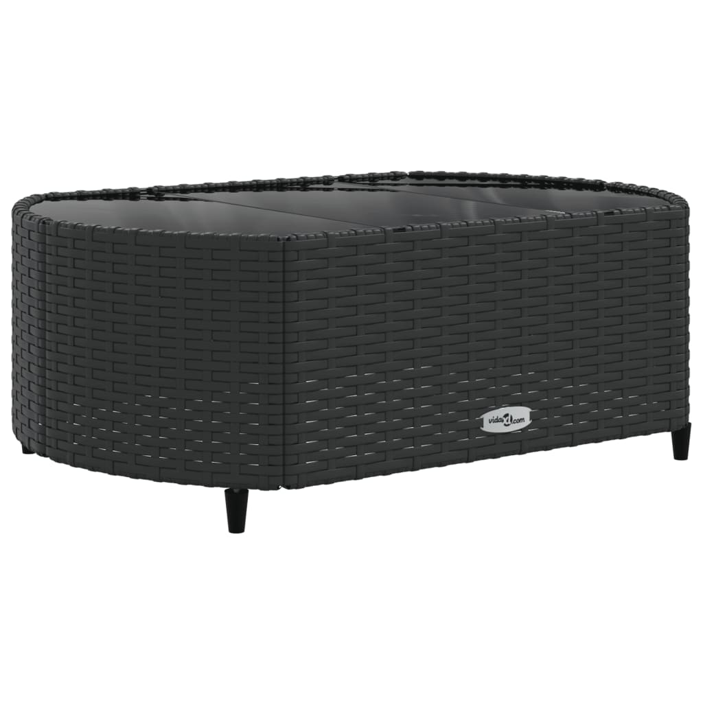 10-delige Loungeset met kussens poly rattan zwart