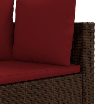 10-delige Loungeset met kussens poly rattan bruin