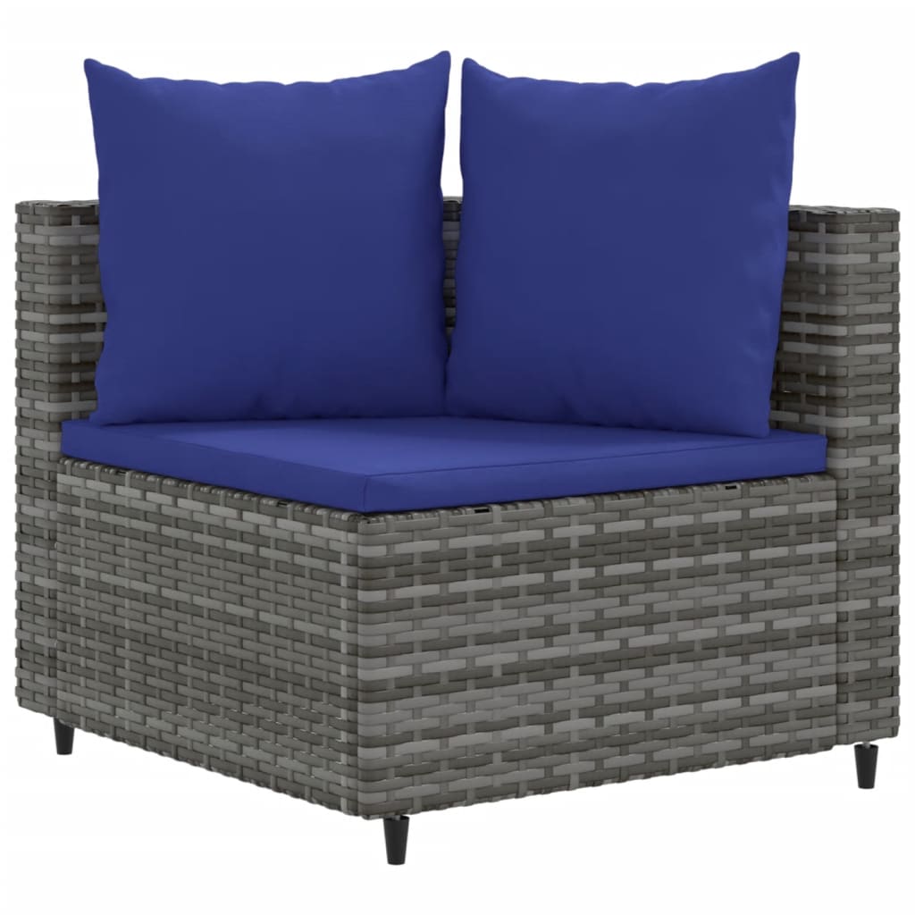 10-delige Loungeset met kussens poly rattan grijs