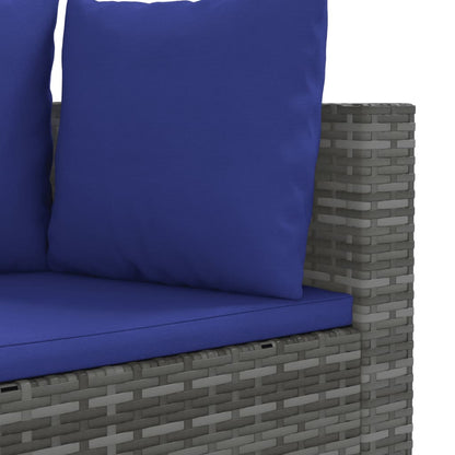 10-delige Loungeset met kussens poly rattan grijs