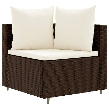 10-delige Loungeset met kussens poly rattan bruin