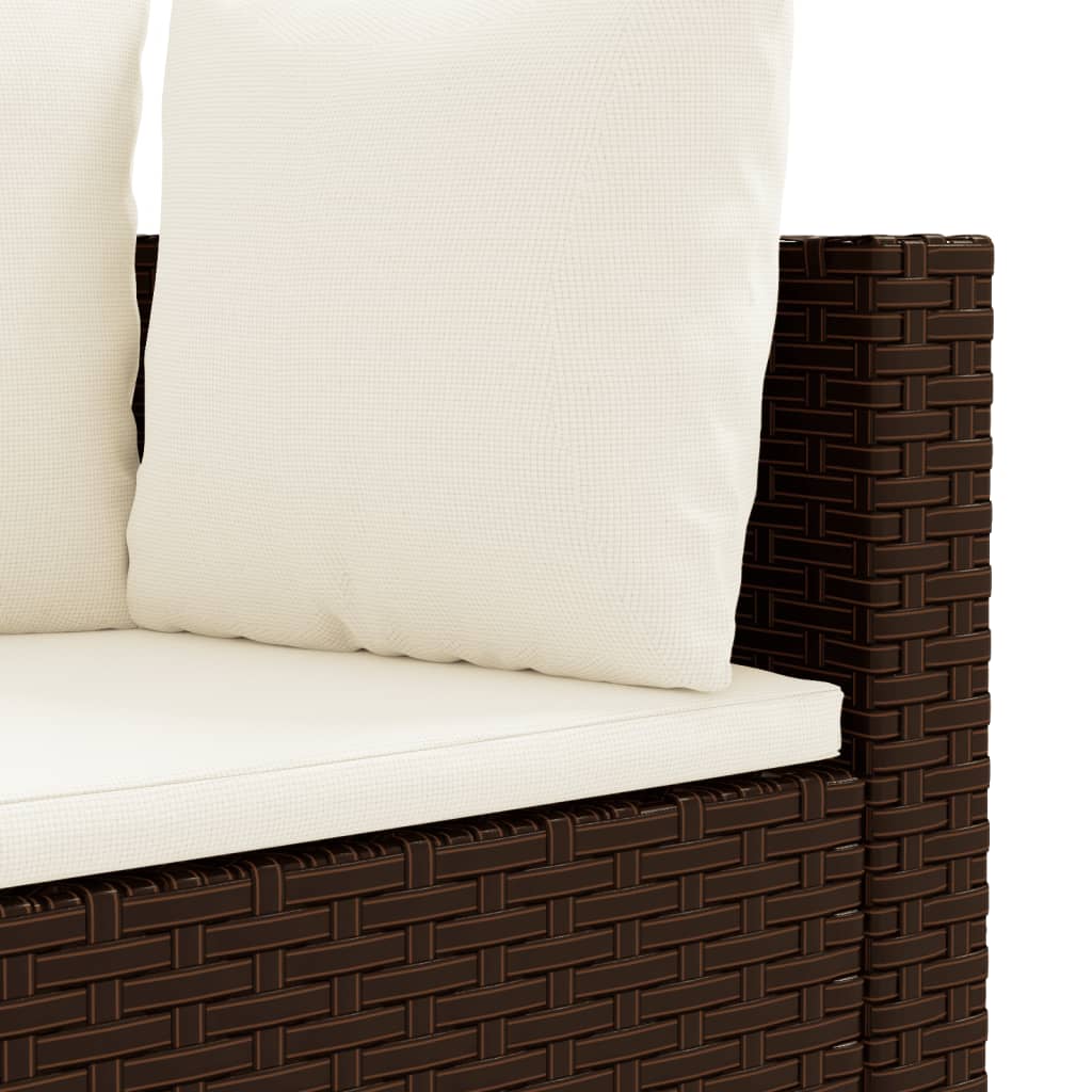 10-delige Loungeset met kussens poly rattan bruin