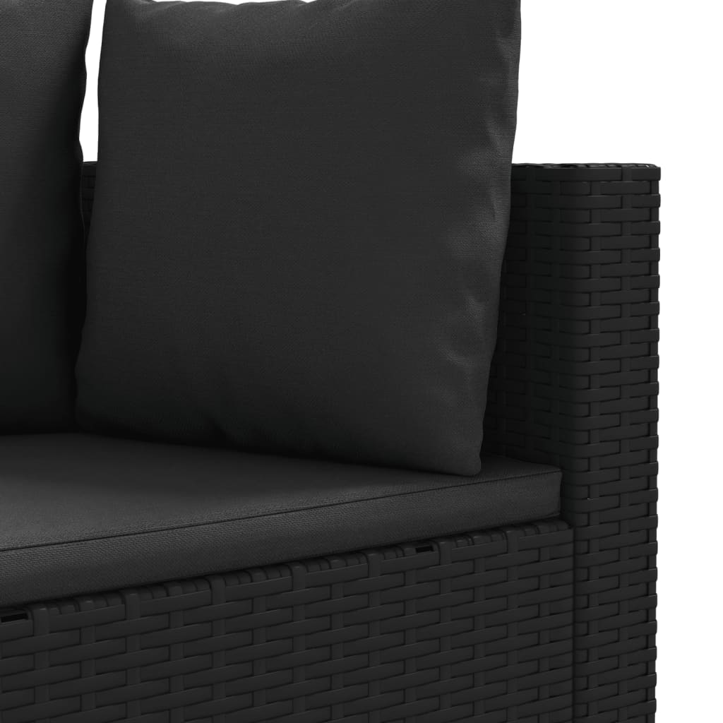 10-delige Loungeset met kussens poly rattan zwart