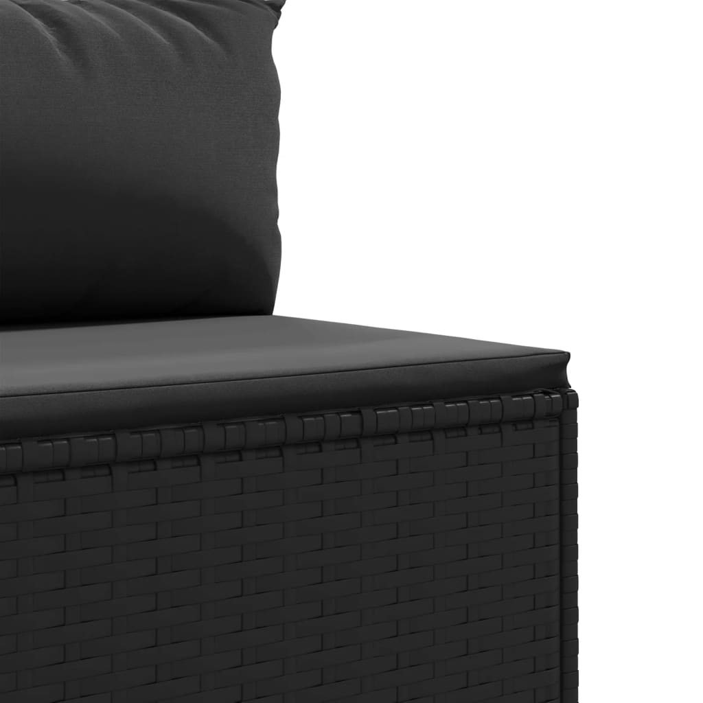 10-delige Loungeset met kussens poly rattan zwart