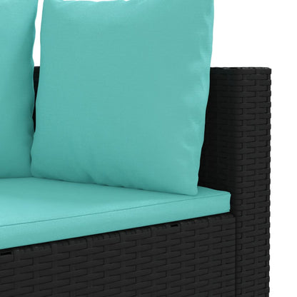 10-delige Loungeset met kussens poly rattan zwart