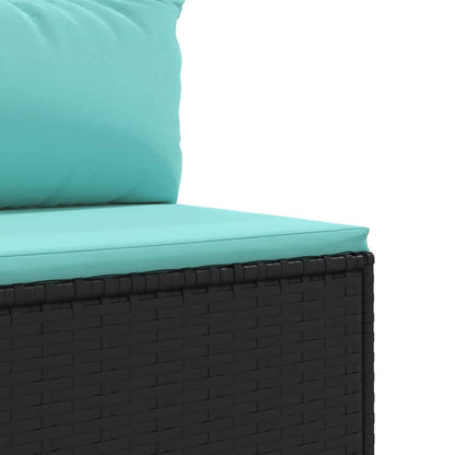 10-delige Loungeset met kussens poly rattan zwart