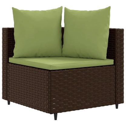 10-delige Loungeset met kussens poly rattan bruin