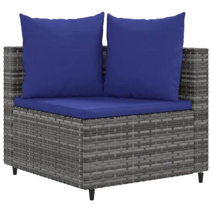 10-delige Loungeset met kussens poly rattan grijs