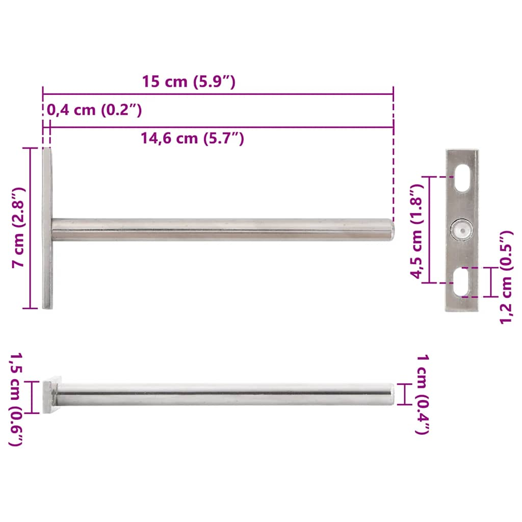 Zwevende plankdragers 12st onzichtbaar Ø10x150 mm koolstofstaal