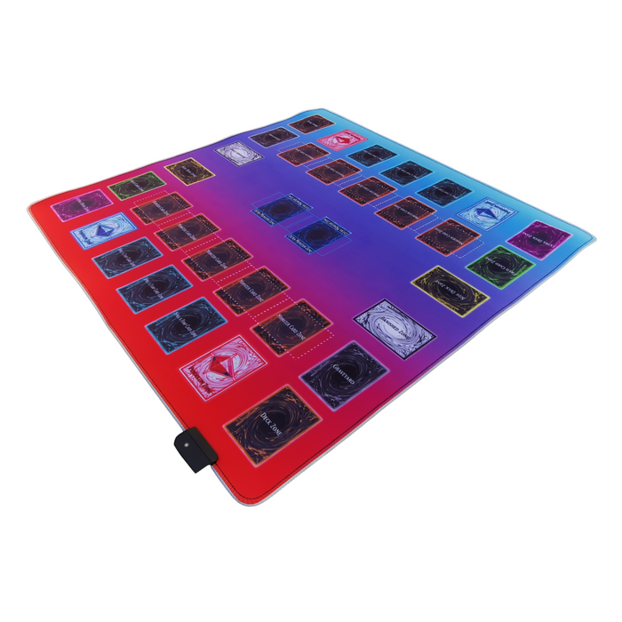 Yu-Gi-Oh! 2-speler TCG Speelmat met Multi-Color LED - 70x70Cm - Blue & Red - 2-player TCG Playmat