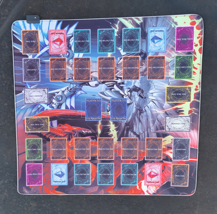 Yu-Gi-Oh! 2-speler TCG Speelmat met Multi-Color LED - 70x70Cm - Slifer vs Shining Dragon  - 2-player TCG Playmat