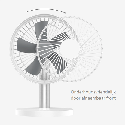 Accu Tafelventilator -- 2000mAh -- Draadloos -- Ventilator -- USB oplaadbaar -- 50° Draaibaar -- 38° Kantelbaar