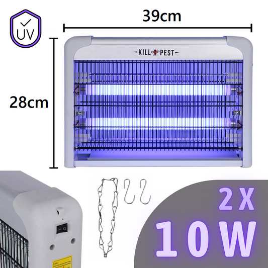 PREMIUM - 20W Insectenlamp -- (2x10W) -- Vliegenlamp -- Muggenlamp -- MosquitoKiller -- 39x28cm