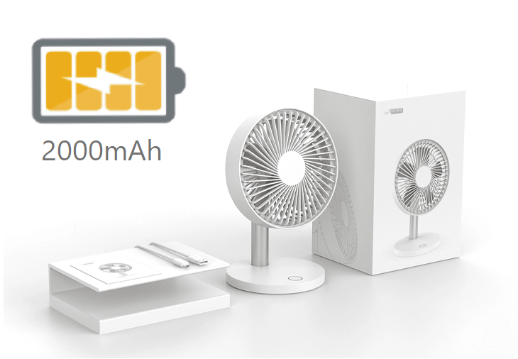 Accu Tafelventilator -- 2000mAh -- Draadloos -- Ventilator -- USB oplaadbaar -- 50° Draaibaar -- 38° Kantelbaar