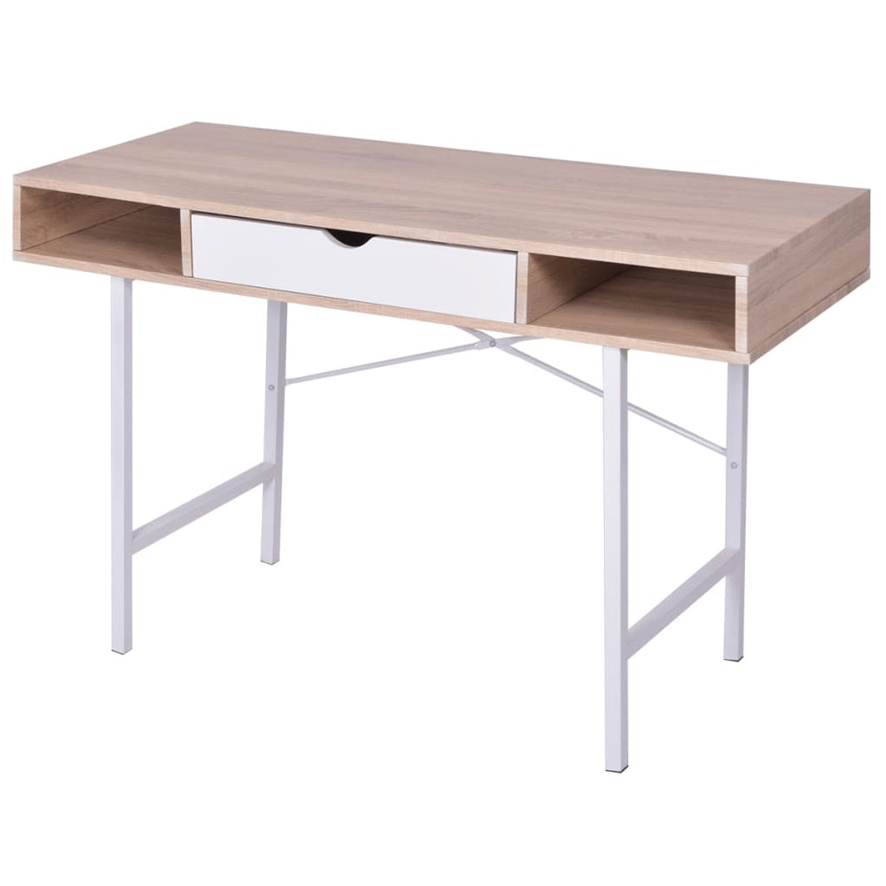 bureau met 1 lade eiken en wit