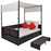 Tuinbed met luifel 190x130 cm poly rattan bruin