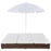 Loungebed met parasol poly rattan bruin