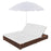 Loungebed met parasol poly rattan bruin