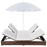 Loungebed met parasol poly rattan bruin