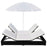 Loungebed met parasol poly rattan zwart