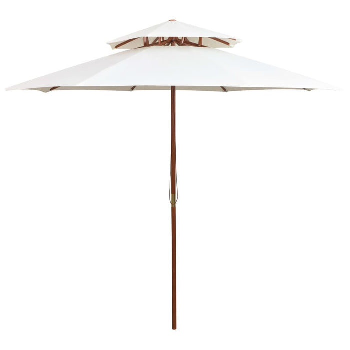 Dubbeldekker parasol 270x270 cm houten paal crèmewit