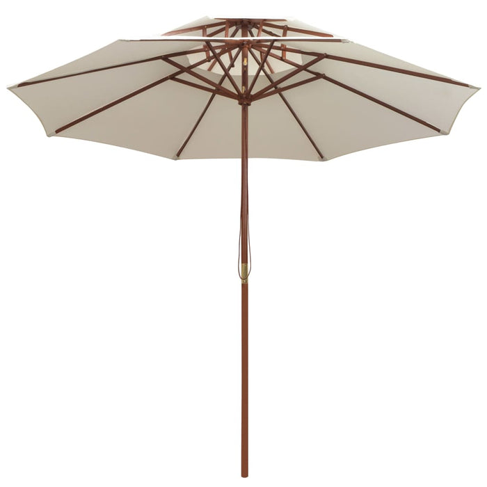 Dubbeldekker parasol 270x270 cm houten paal crèmewit