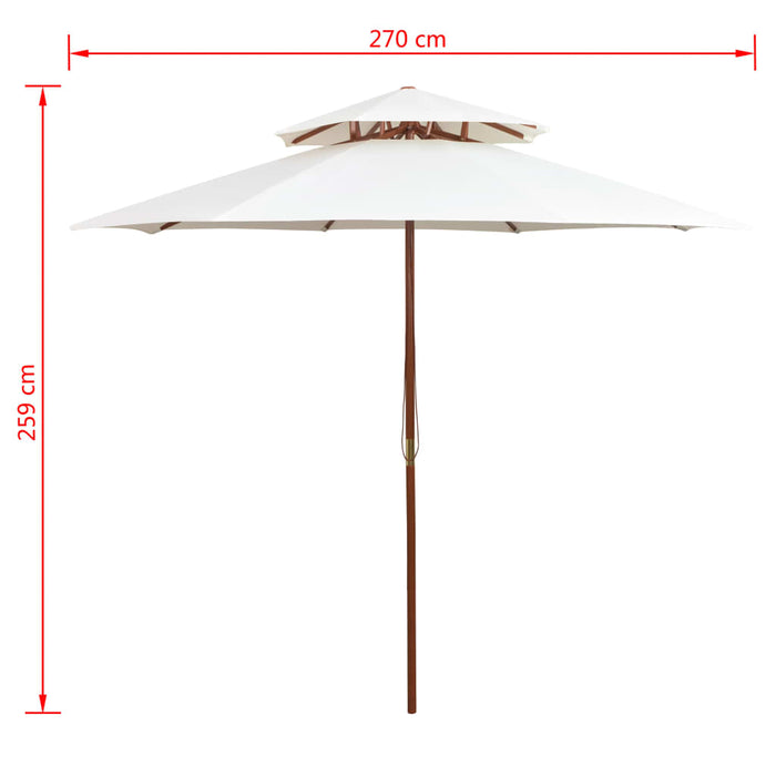 Dubbeldekker parasol 270x270 cm houten paal crèmewit