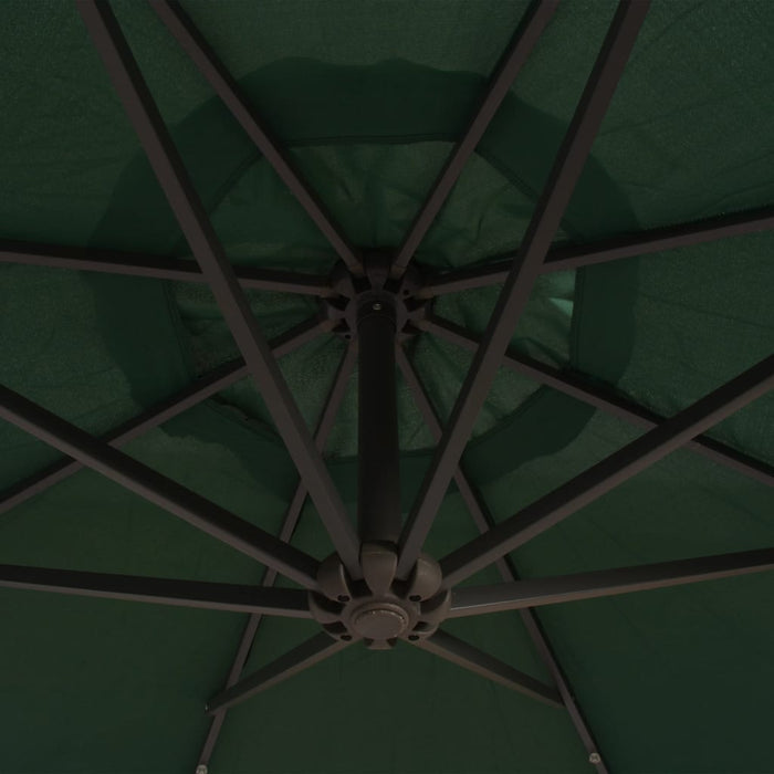 Zweefparasol met LED-verlichting en metalen paal 300 cm groen