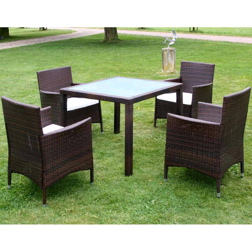 5-delige Tuinset met kussens poly rattan bruin