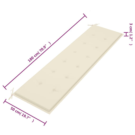 Tuinbankkussen 180x50x3 cm crèmekleurig